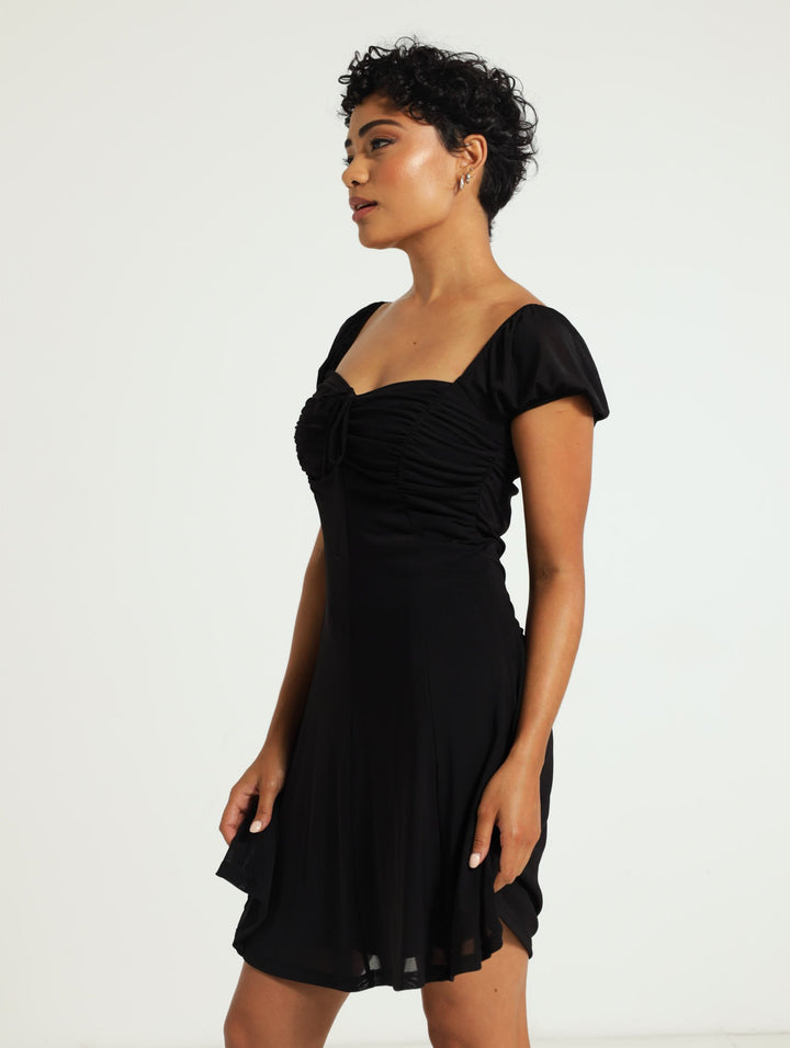Ruched Bust Dress - Black
