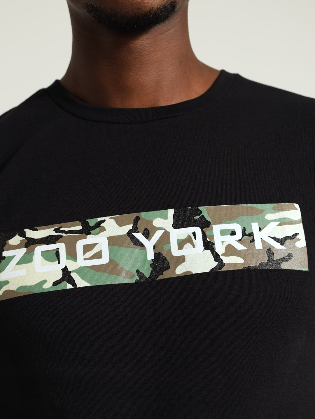 Camo Rectangular Printed Tee - Black