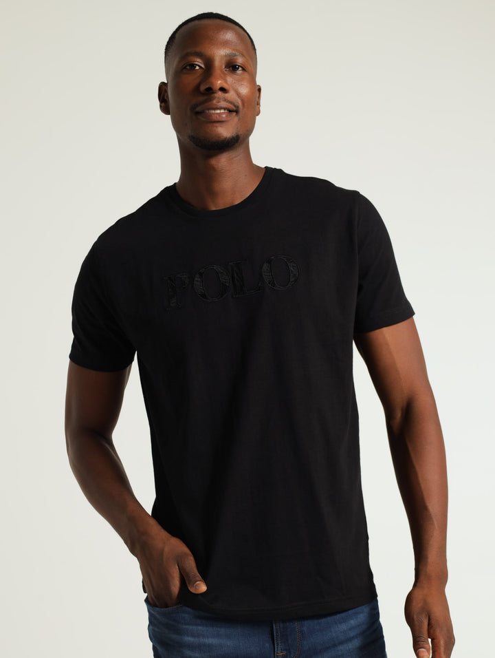 Embroiered Logo Tee - Black