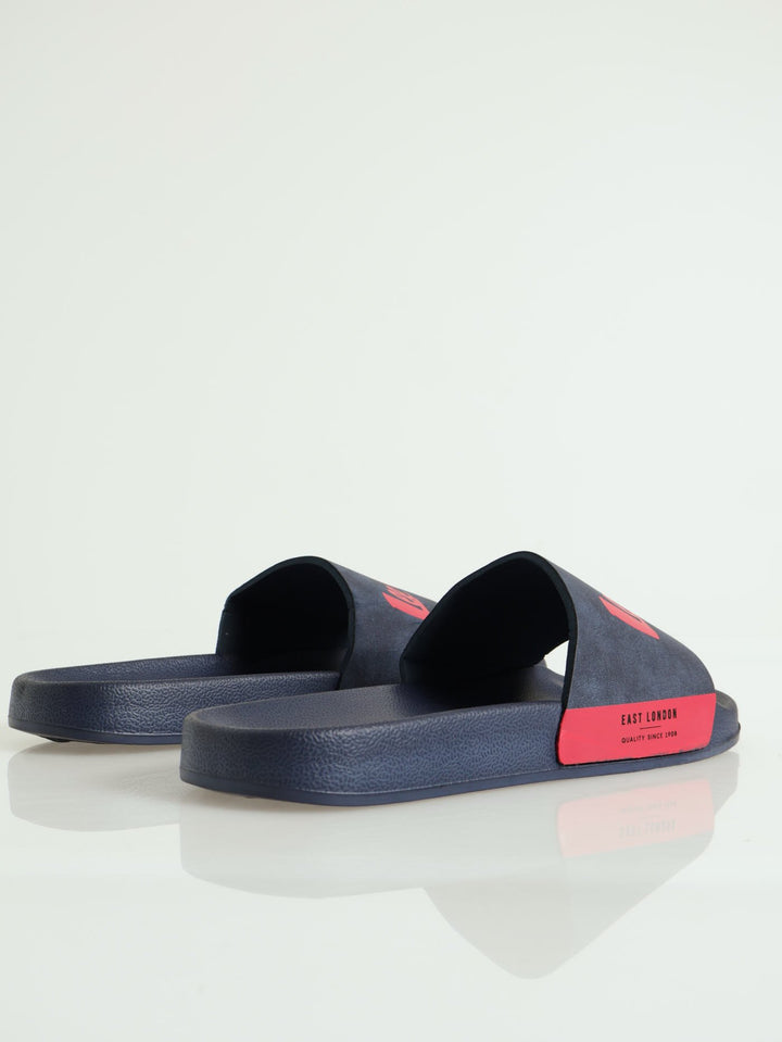 Rileigh Debossed Branding Pool Slide - Navy