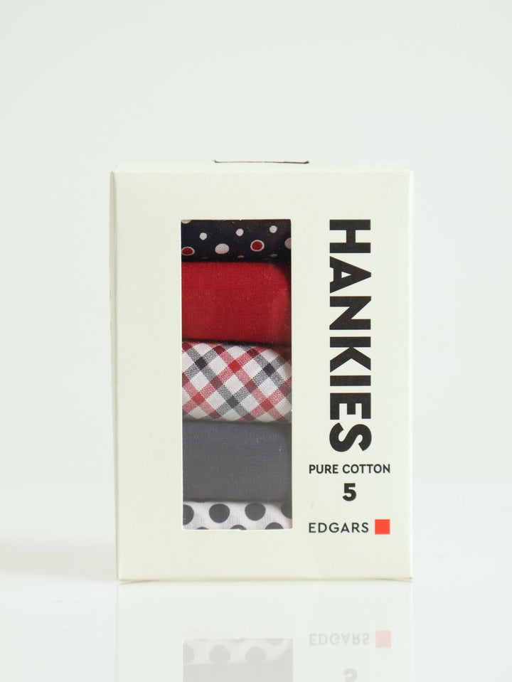 5 Pack Fashion Handkerchiefs - Navy/Red