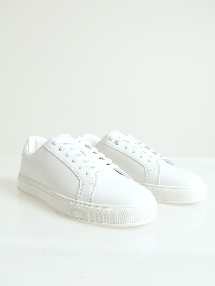 Basic Pu Lace Up Sneaker - White