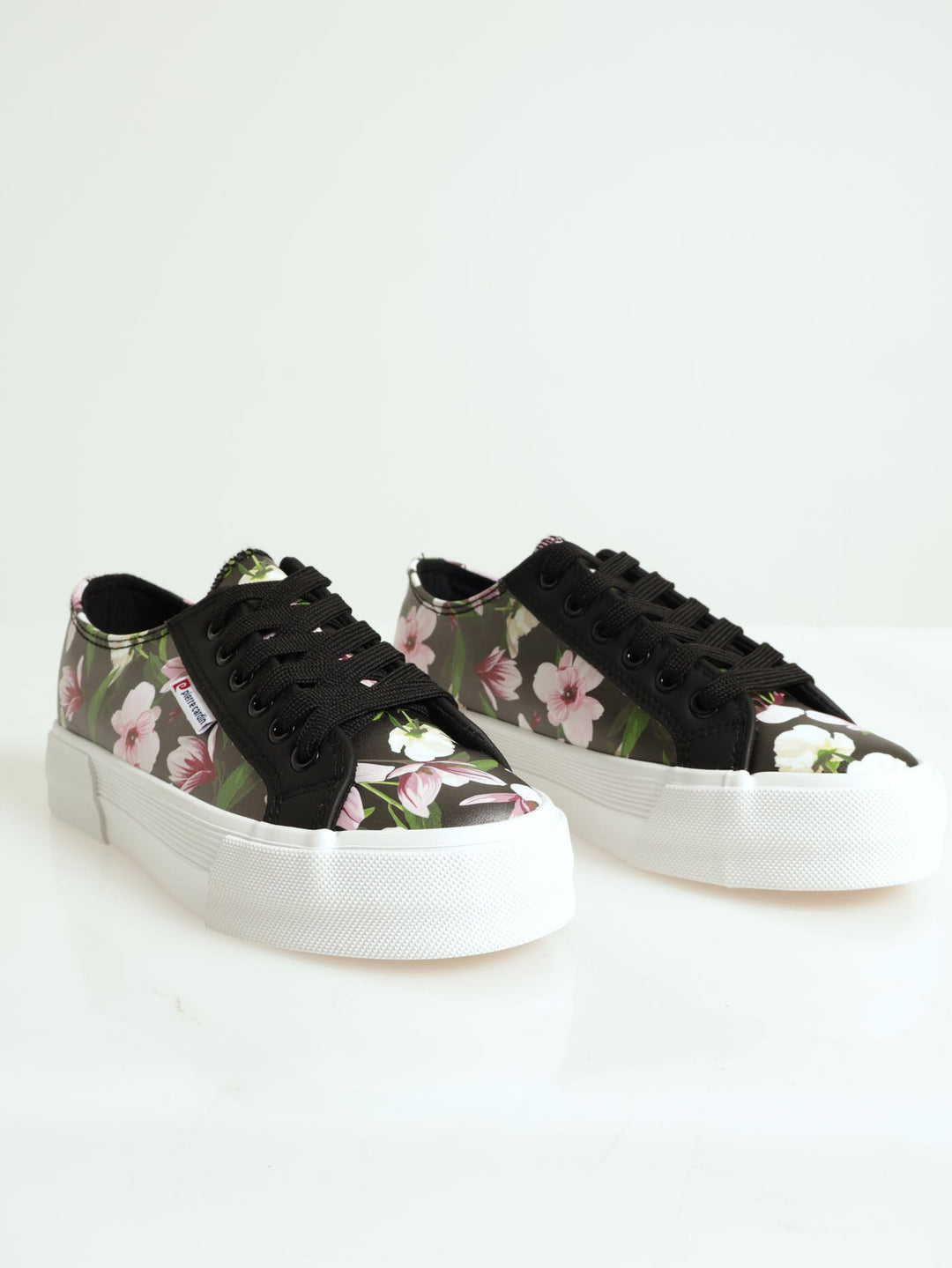 Platform Floral Sneaker - Black