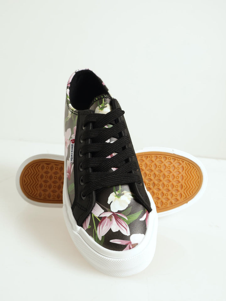 Platform Floral Sneaker - Black