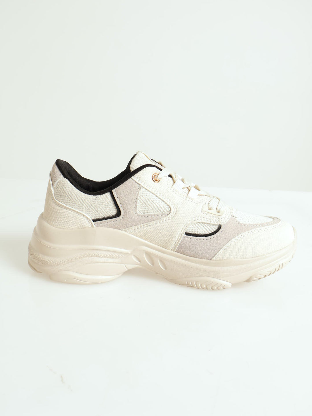 Chunky Multifabric Canvas Sneaker - Oatmeal