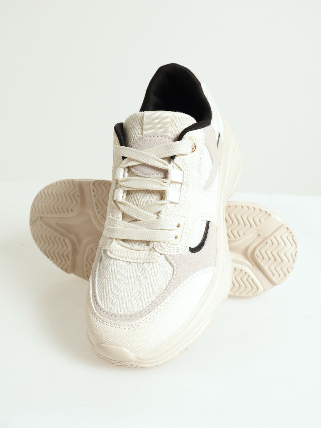 Chunky Multifabric Canvas Sneaker - Oatmeal