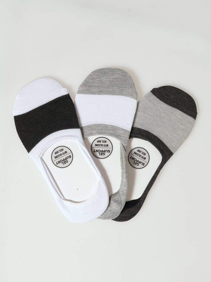 3 Pack Fashion Secret Socks - White/Grey