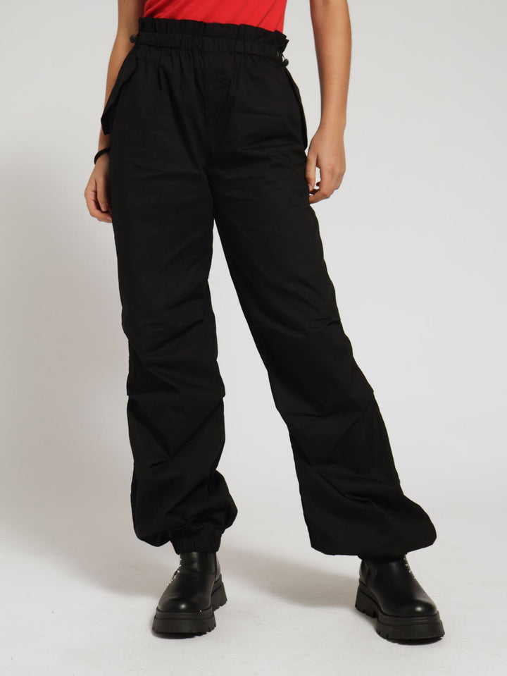 Girls Cuffed Cargo Jogger - Black