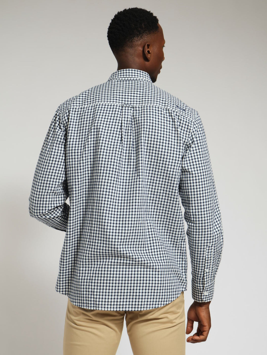 Long Sleeve Casual Check Shirt - Navy