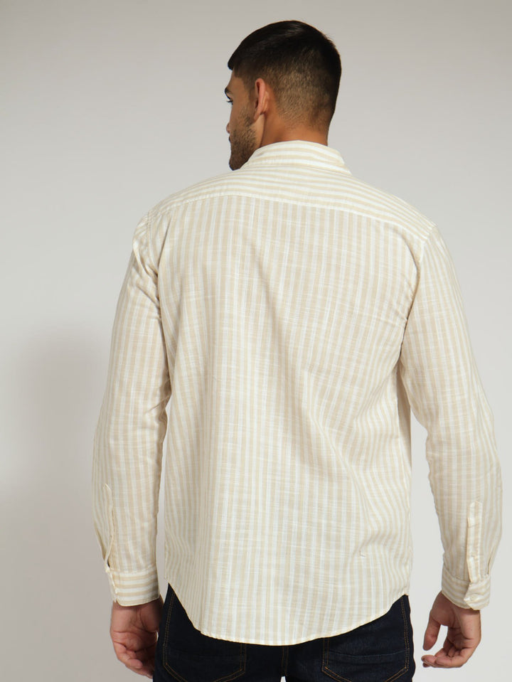 Long Sleeve Seersucker Stripe Shirt - Off White