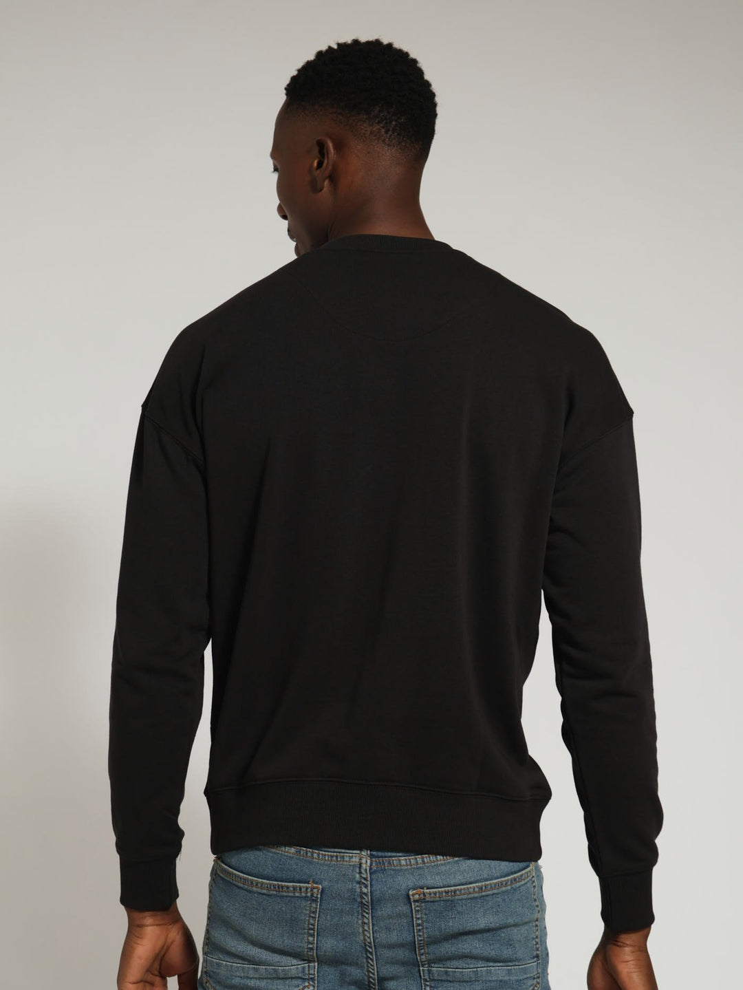 Embossed Fleece Sweater - Black