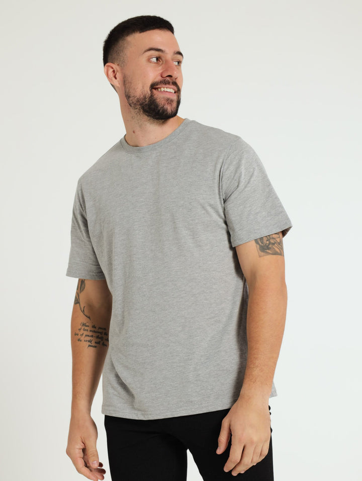 Basic Crew Neck Tee - Grey Melange