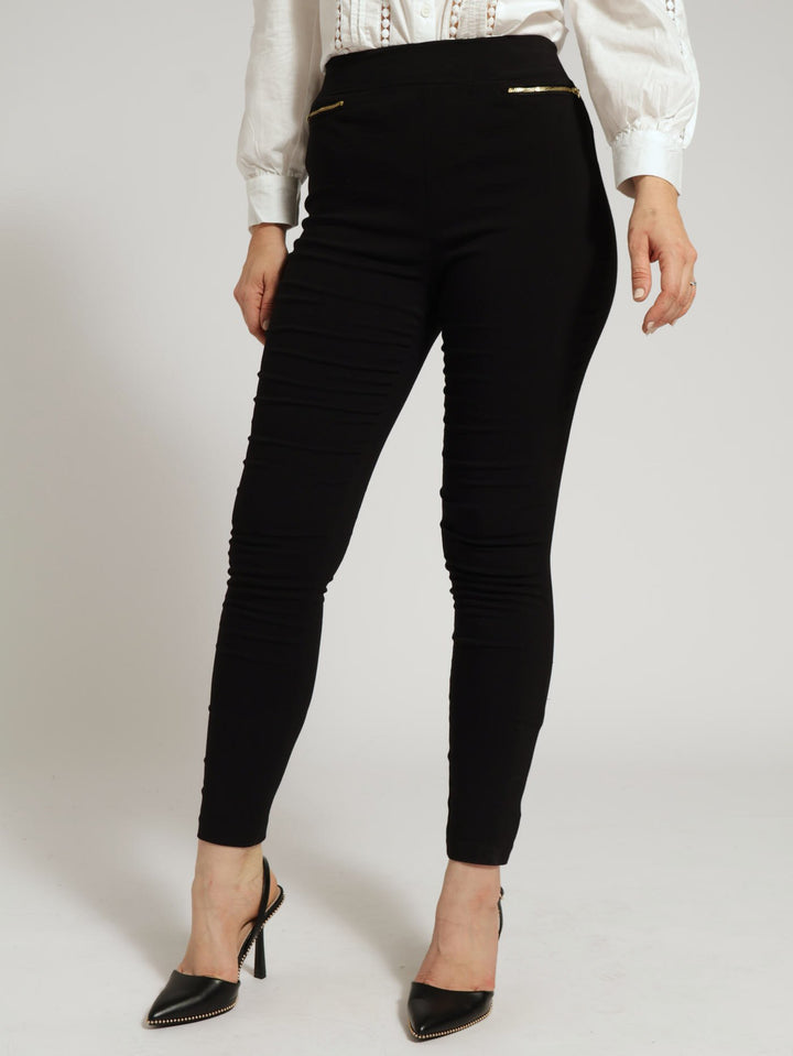 Smart Zip Skinny Pants - Black