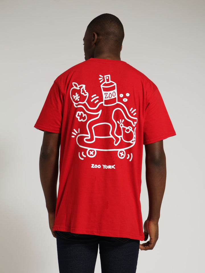 Front & Back Print Tee - Red