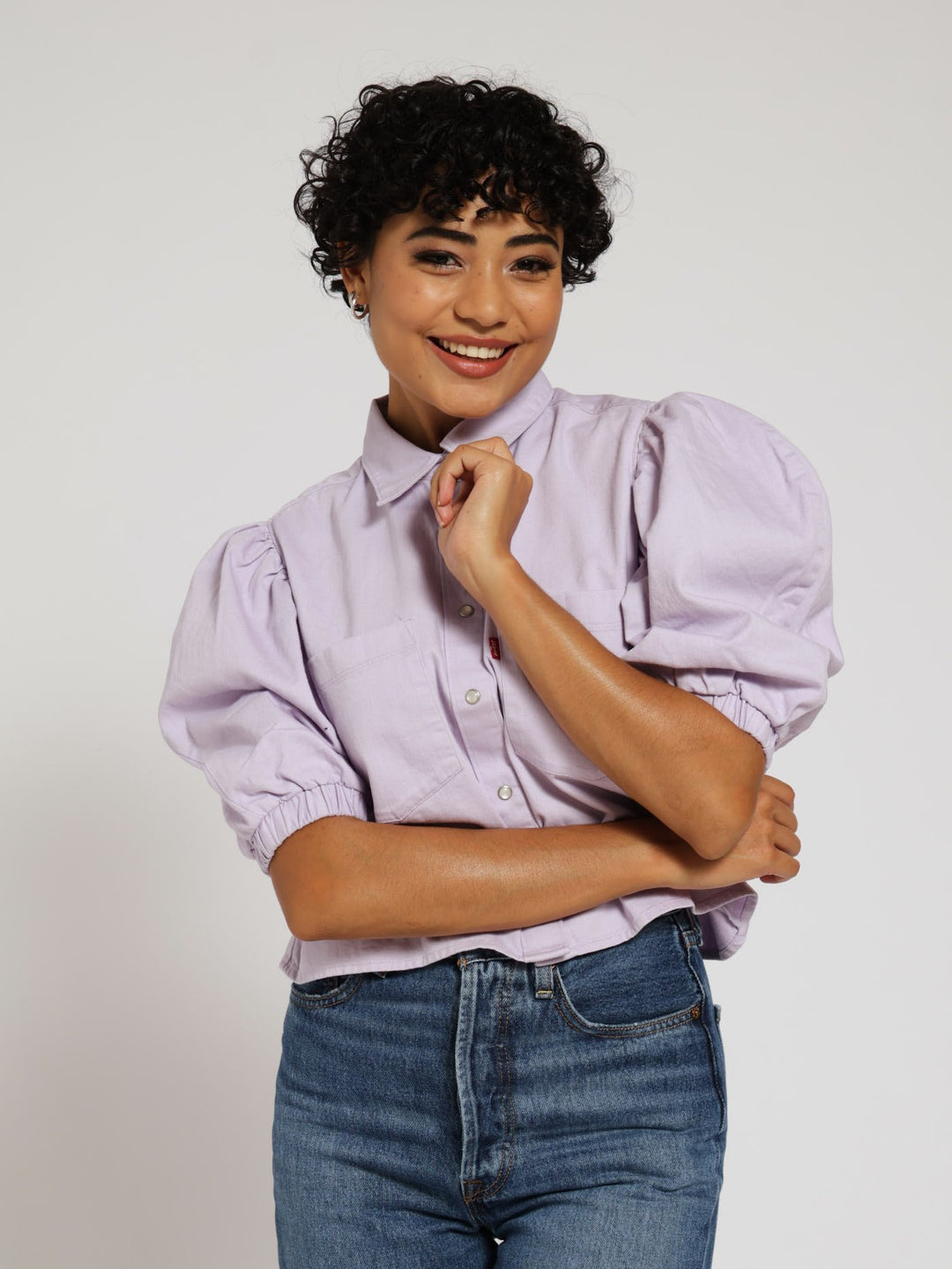 Whitney Puff Sleeve Top - Lilac