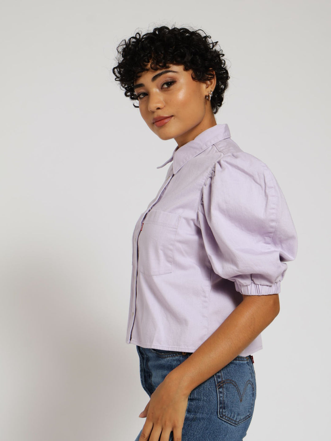 Whitney Puff Sleeve Top - Lilac