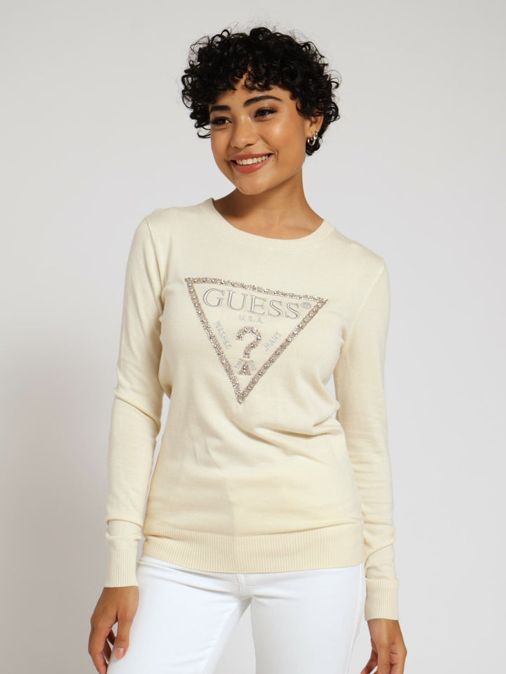 Rosalie Triangle Logo Sweater - Vanilla
