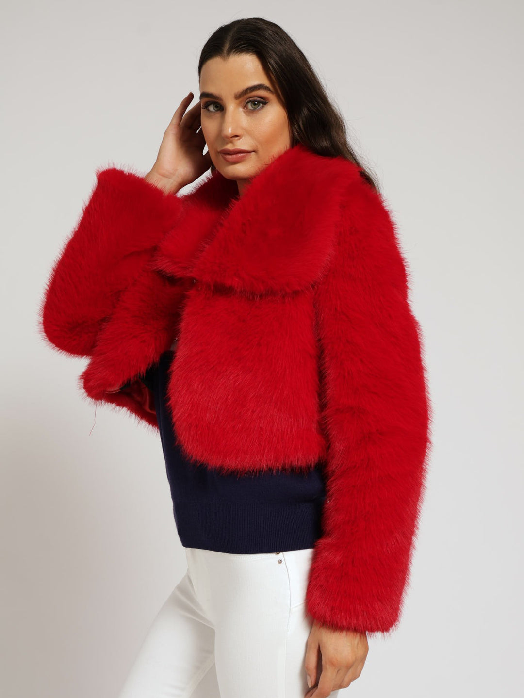 Full Fur Bolero Jacket - Red