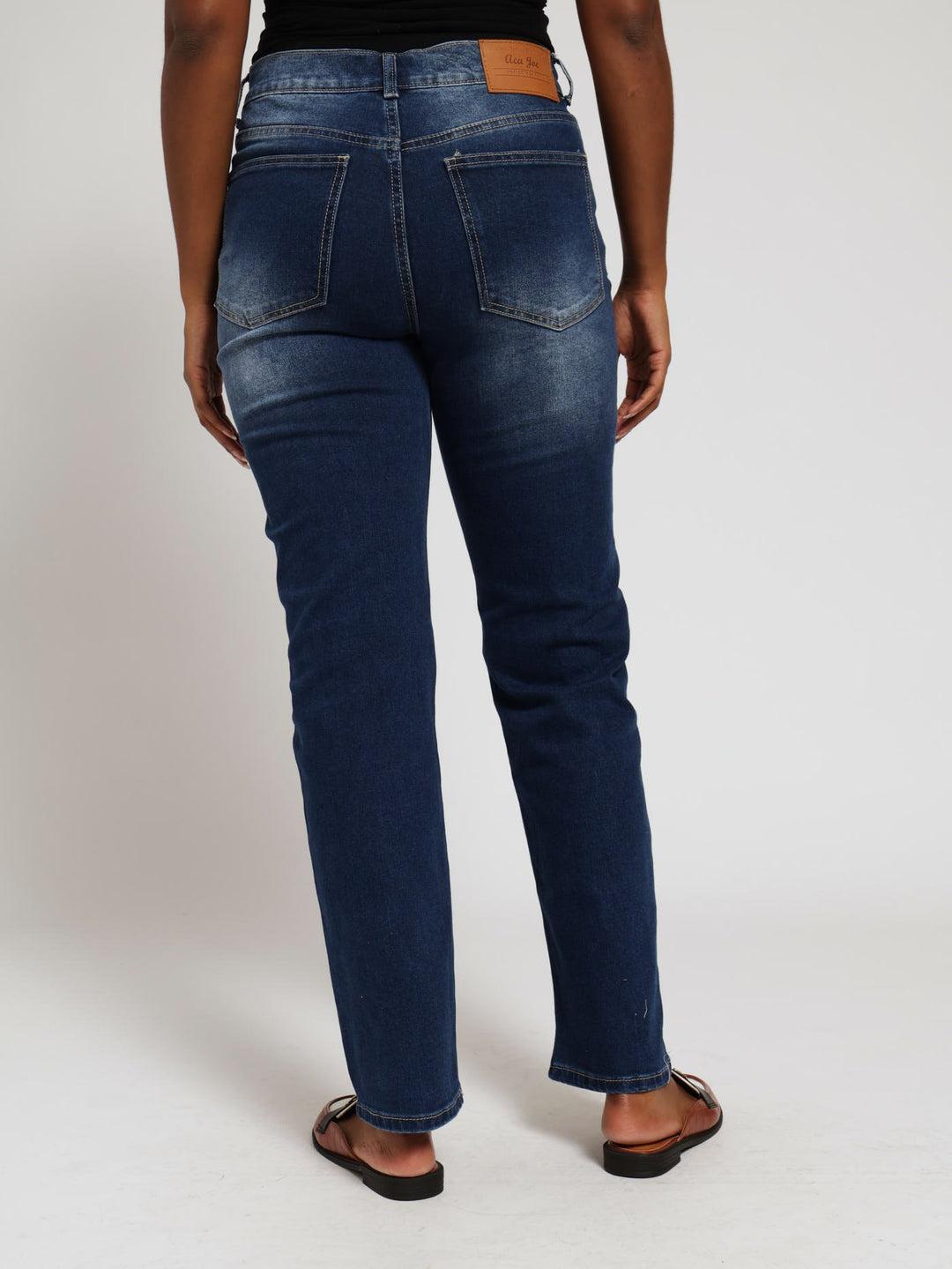 Stretch Denim Mid Rise Straight Jean - Medium Wash