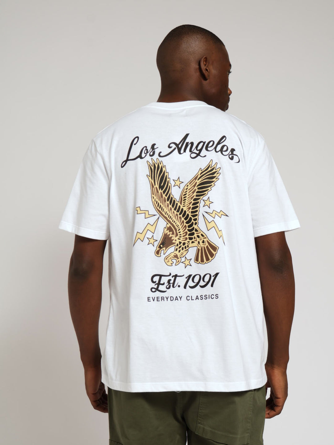 Los Angeles Eagle Front & Back Print Tee - White