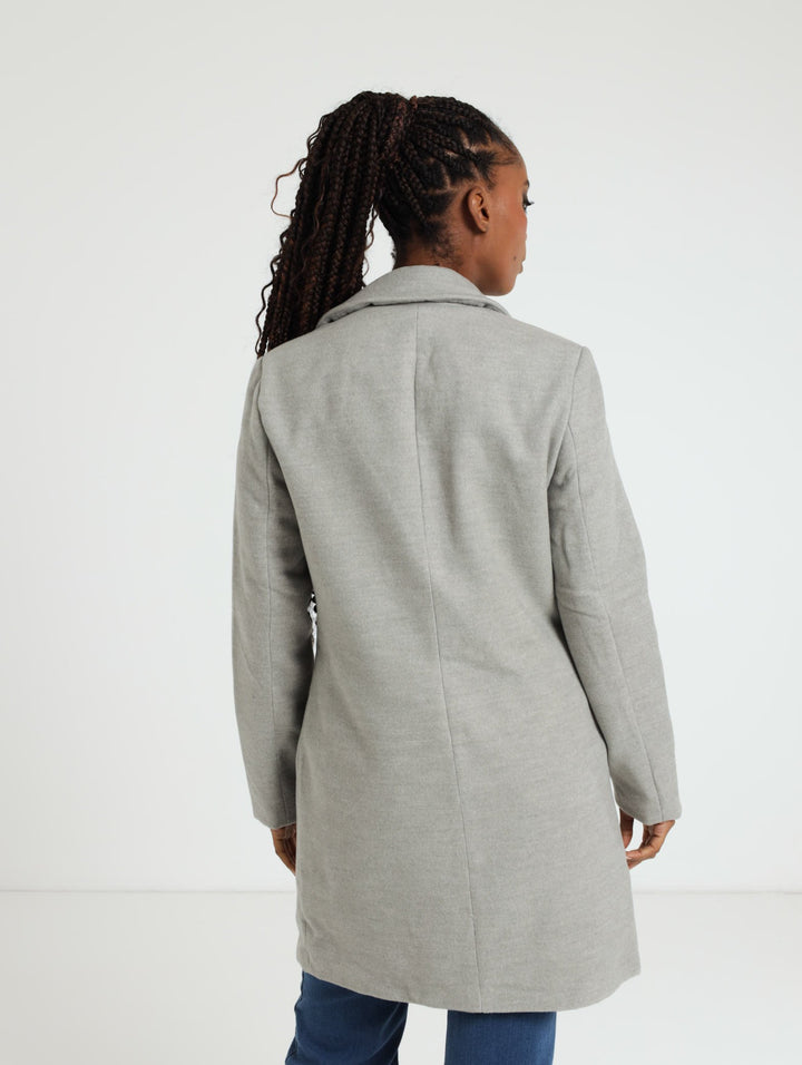 Charlotte Single Breasted Coat - Grey Melange