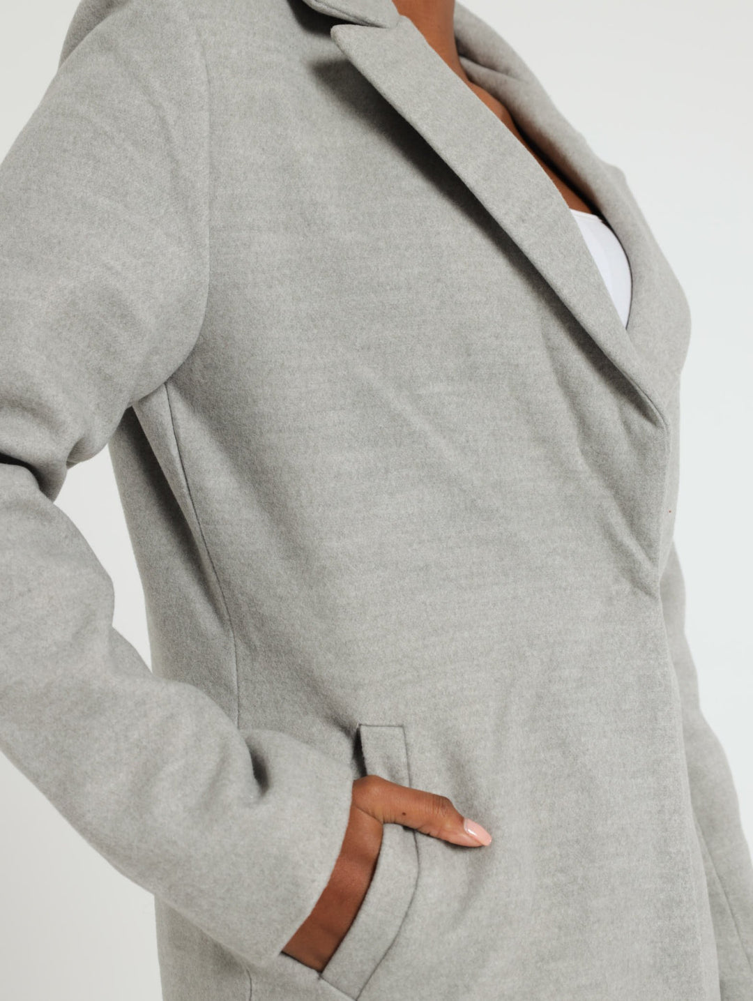 Charlotte Single Breasted Coat - Grey Melange