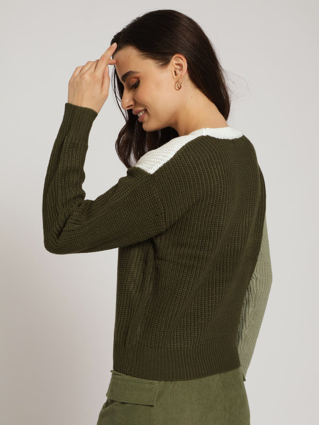 Block Chunky Knit Pullover - Fatigue