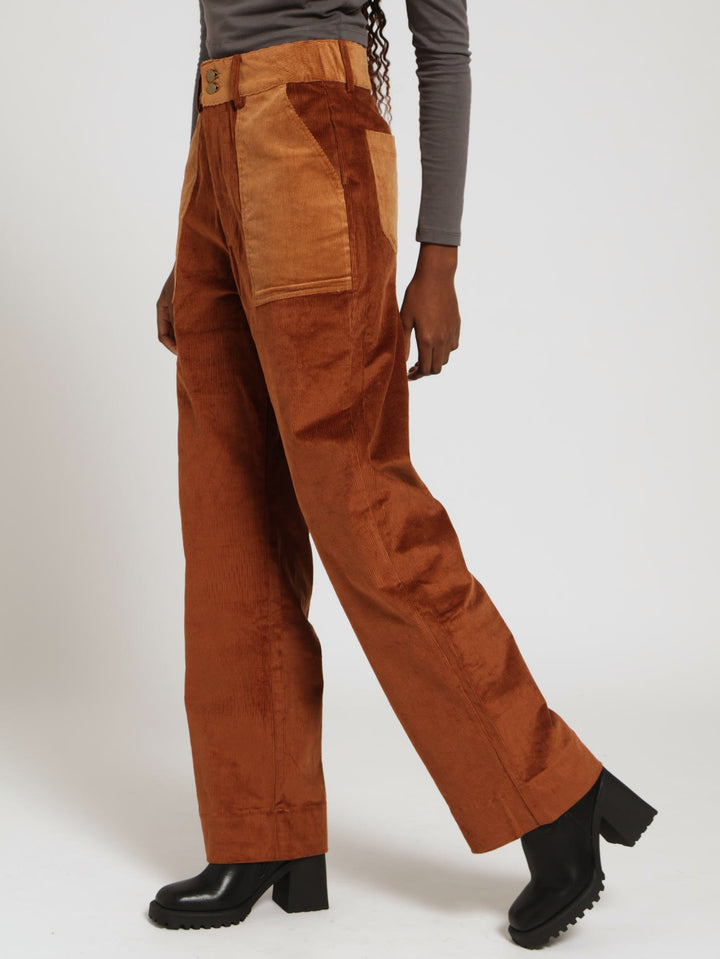 Blocked Corduroy Pants - Rust