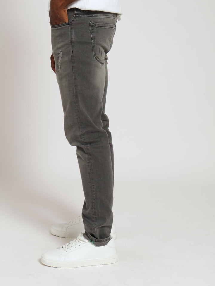 Ripped Vintage Skinny Denim Jeans - Grey