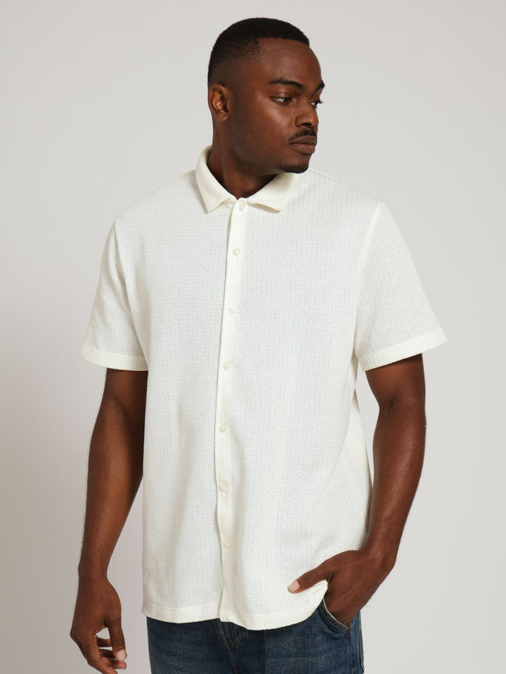 Ecru Chunky Knit Shirt - Off White