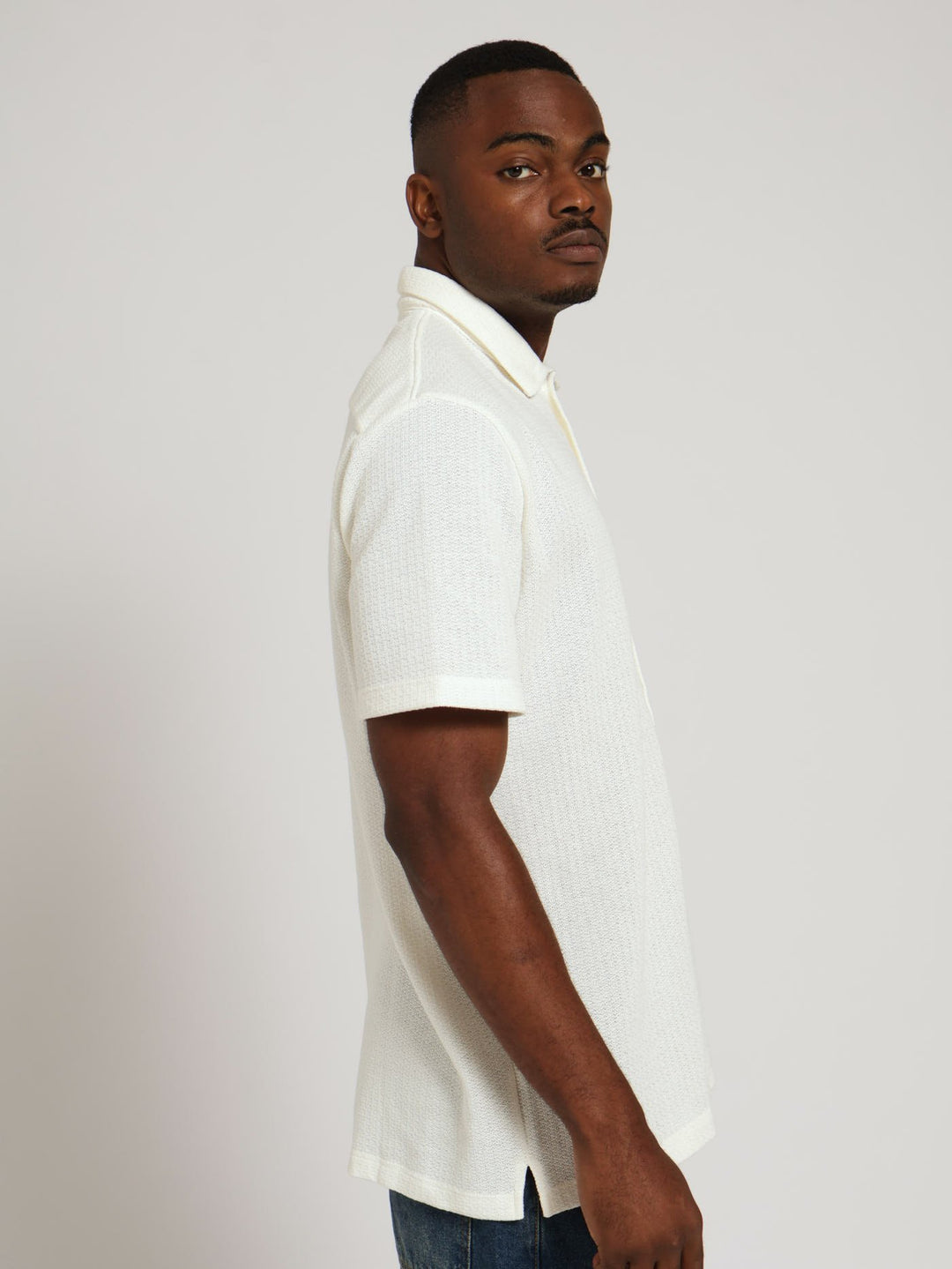 Ecru Chunky Knit Shirt - Off White