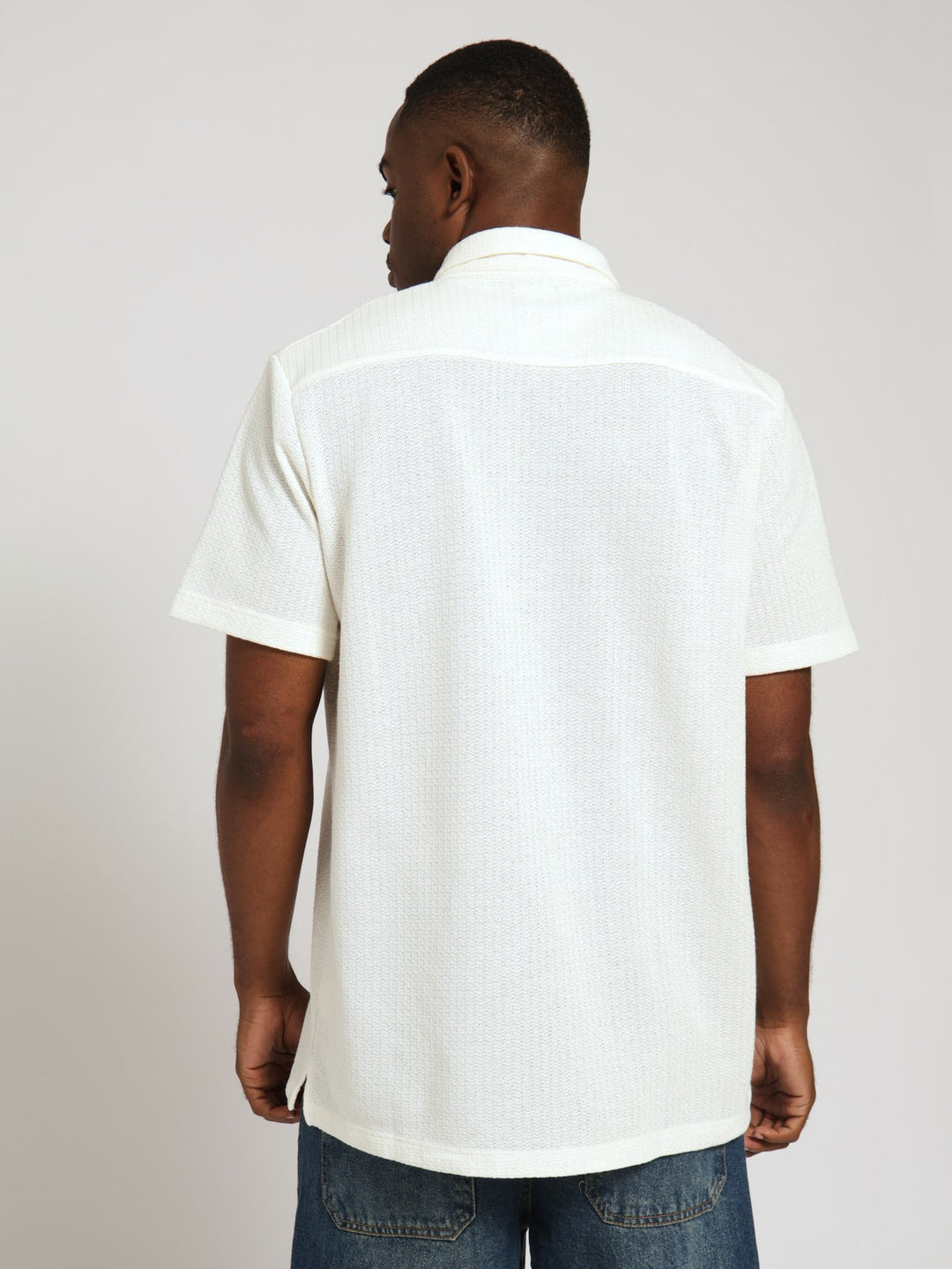 Ecru Chunky Knit Shirt - Off White