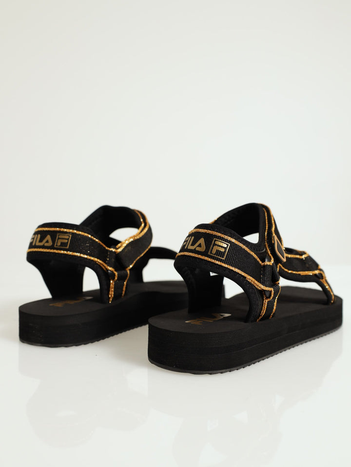 Mila Metallic Sportie Sandal - Black