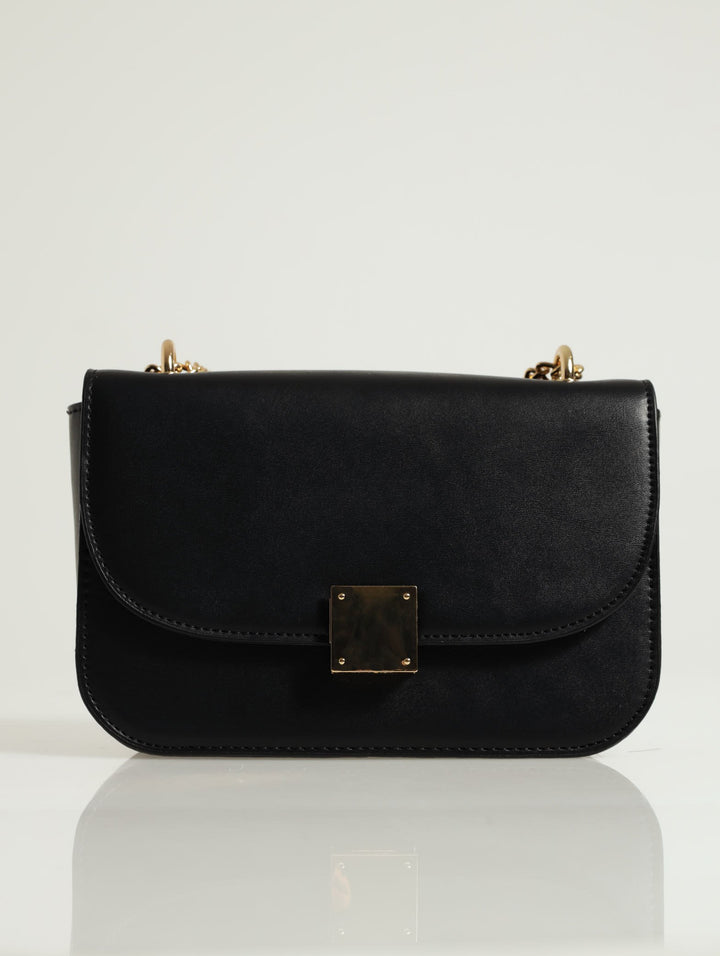 Gold Clasp Satchel - Black