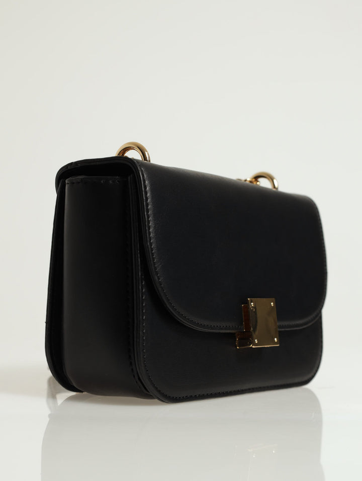 Gold Clasp Satchel - Black