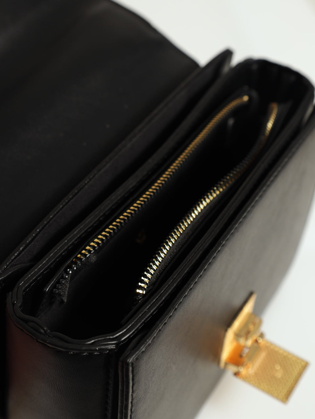 Gold Clasp Satchel - Black