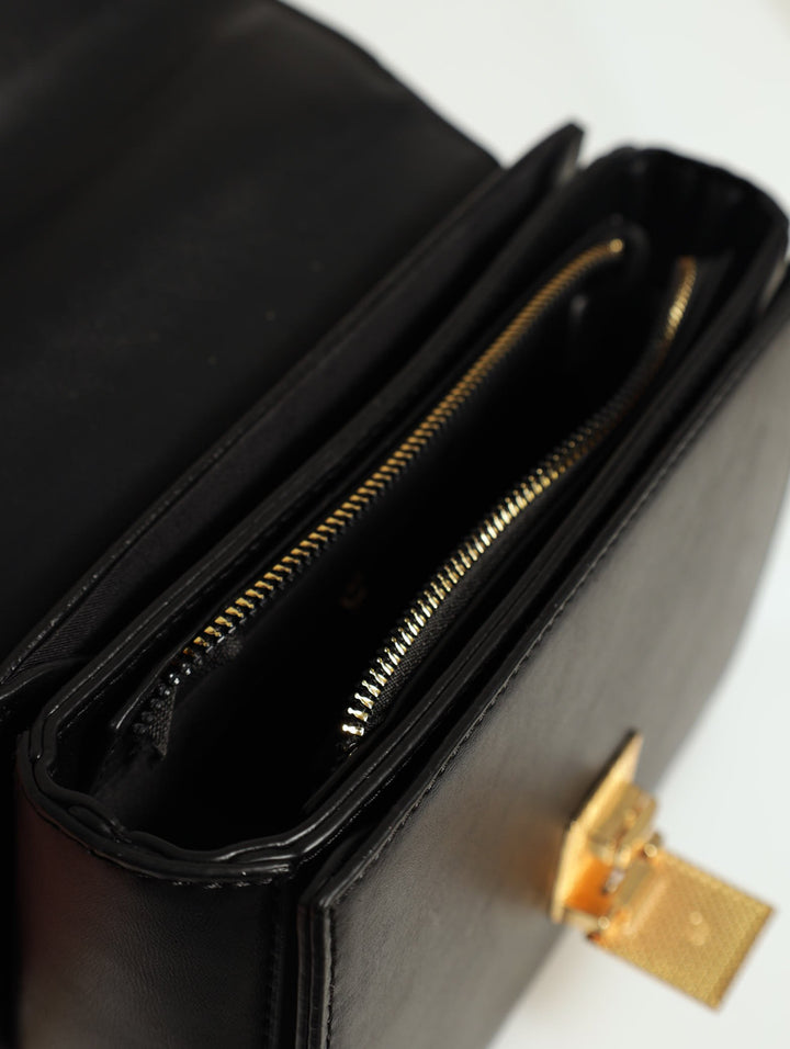 Gold Clasp Satchel - Black