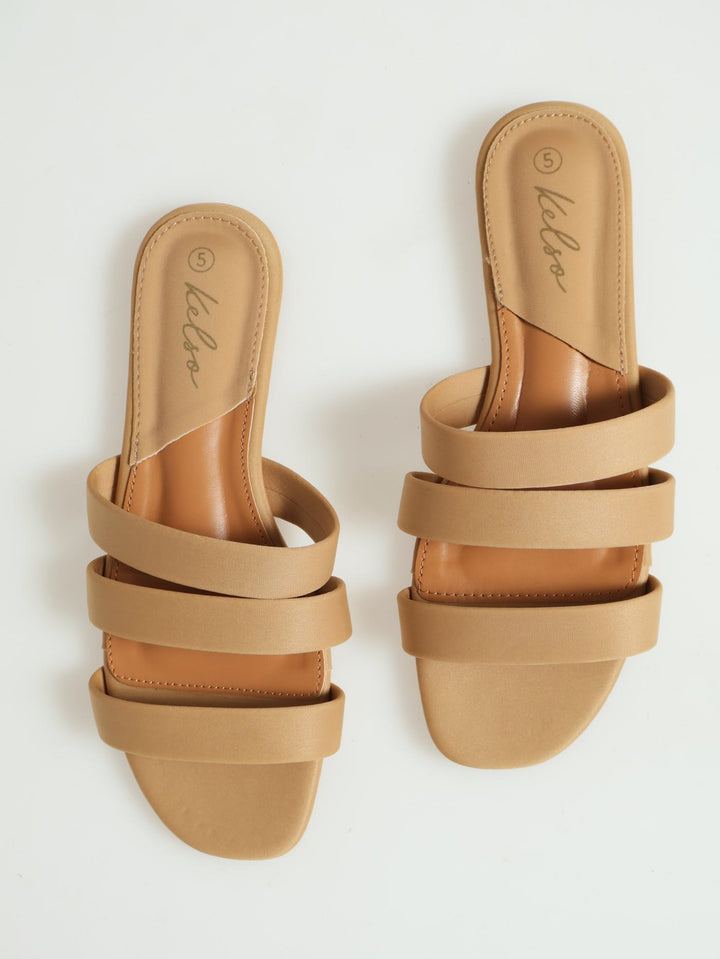 3 Strap Basic Mule Sandal - Natural