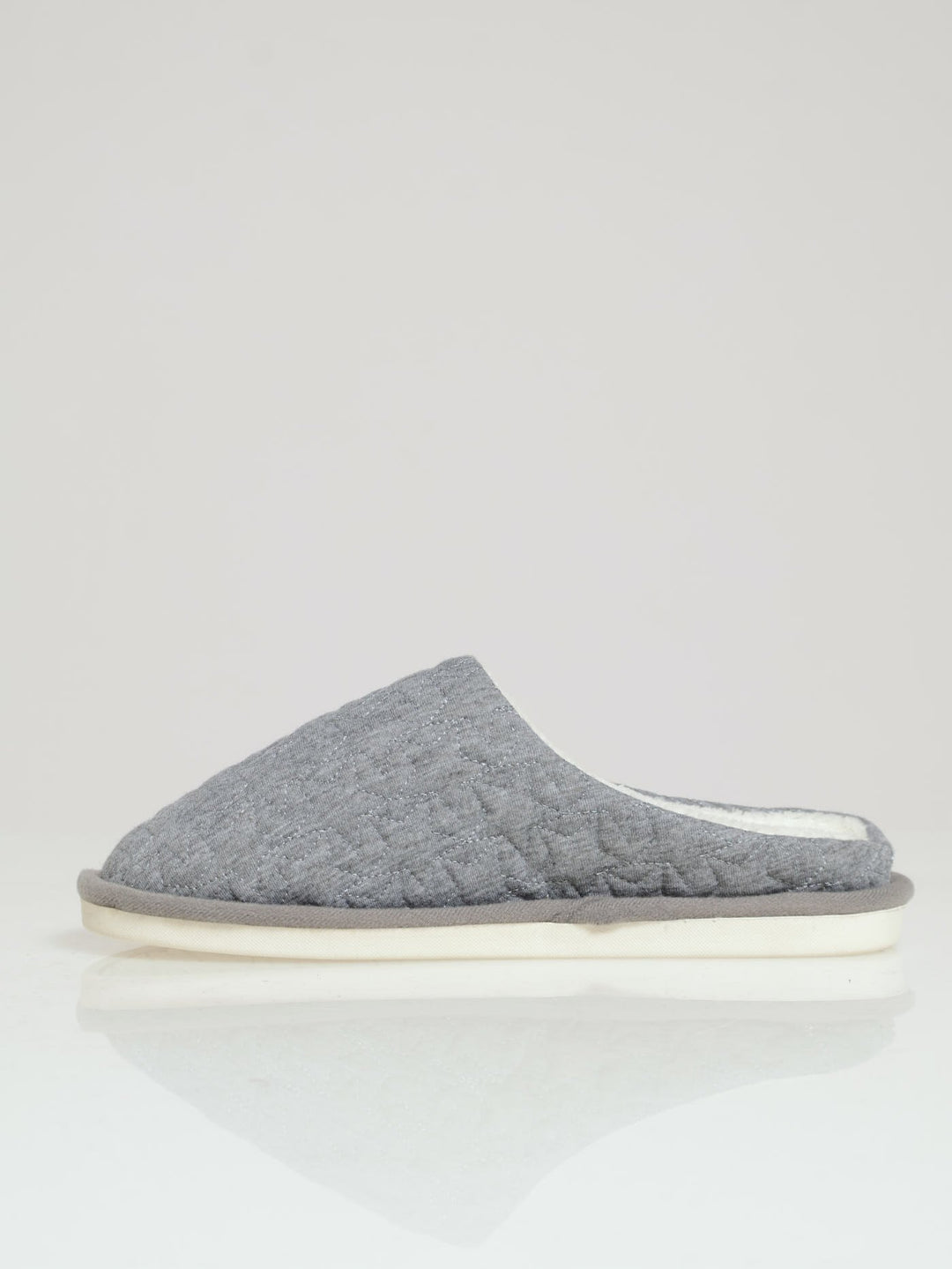 Jersey Knit Mule Slipper With Embossed Stars - Grey