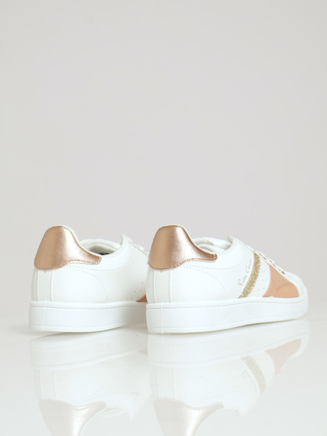 Side Panel Lace Up Sneaker - White/Gold