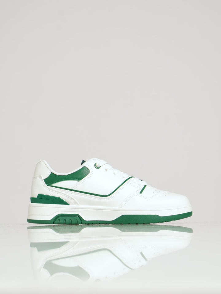 Printed Heel Vulcanized Sneaker - White/Green