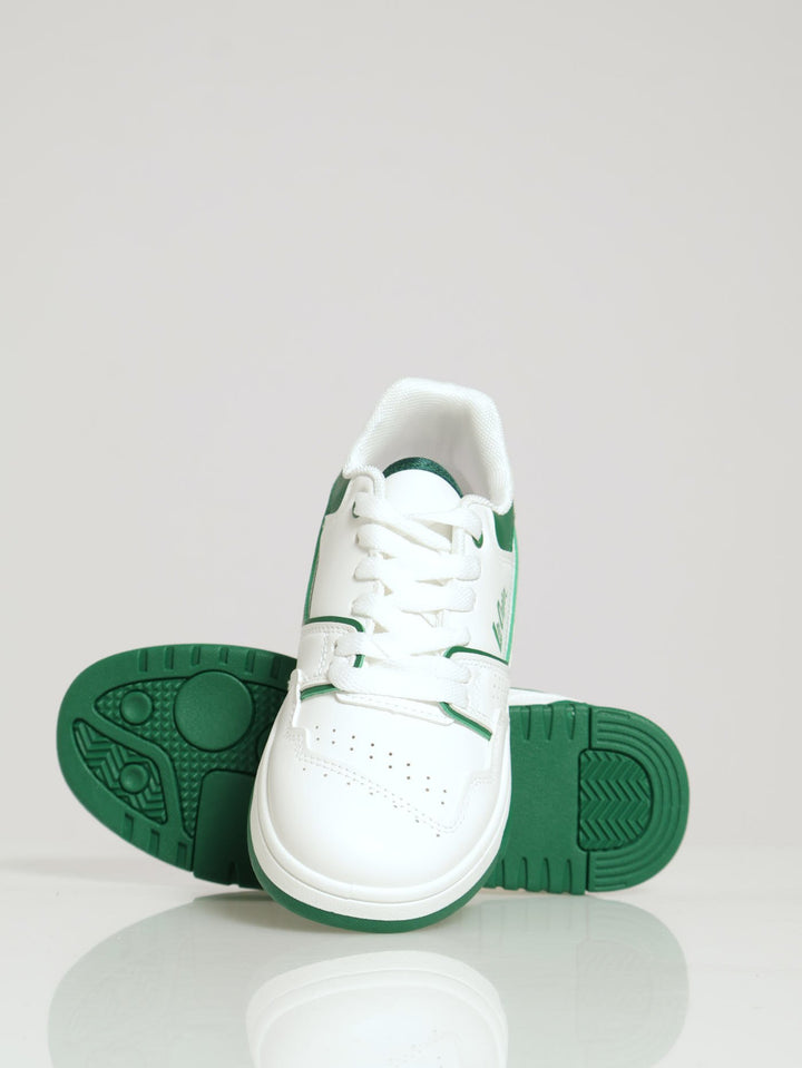 Printed Heel Vulcanized Sneaker - White/Green