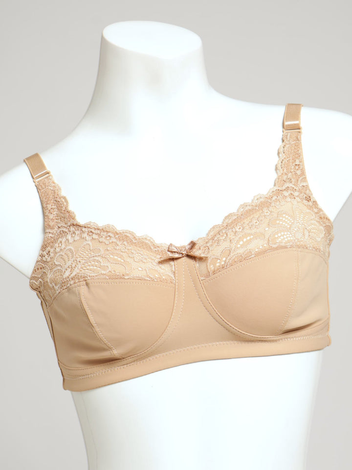 2 Pack Lace Wireless Bra - White/Beige