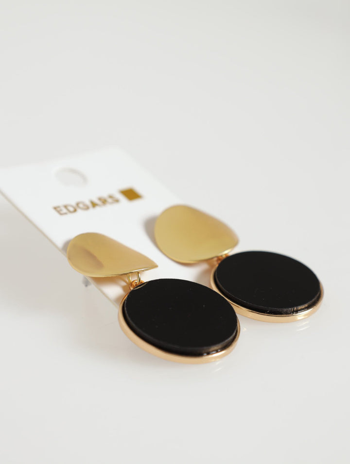 Two Tone Double Disc Earrings - Gold