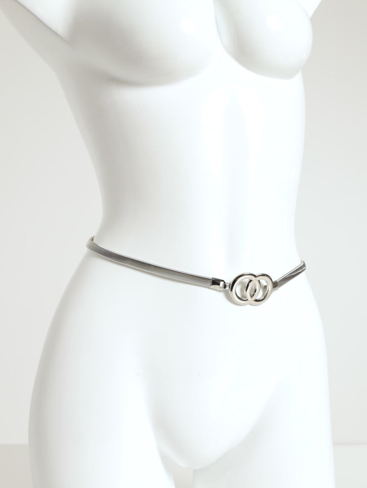 Double Ring Waist Stretchy Belt - Silver