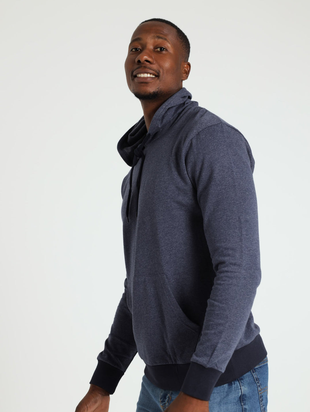 Hooded  Fleece Rib Top - Navy