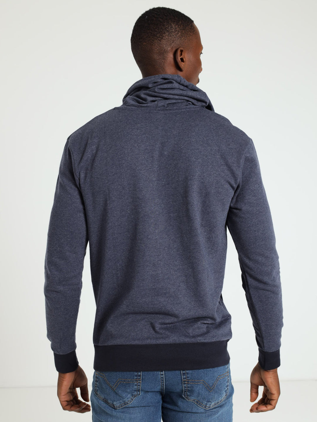 Hooded  Fleece Rib Top - Navy