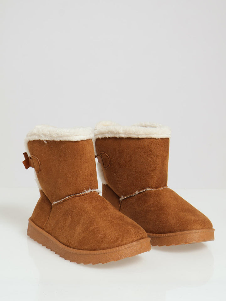 Outdoor Slipper Bootie With Bow Detail - Natural