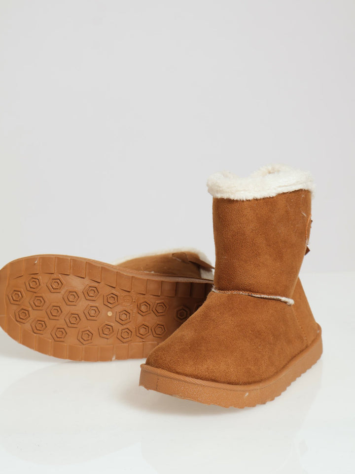 Outdoor Slipper Bootie With Bow Detail - Natural