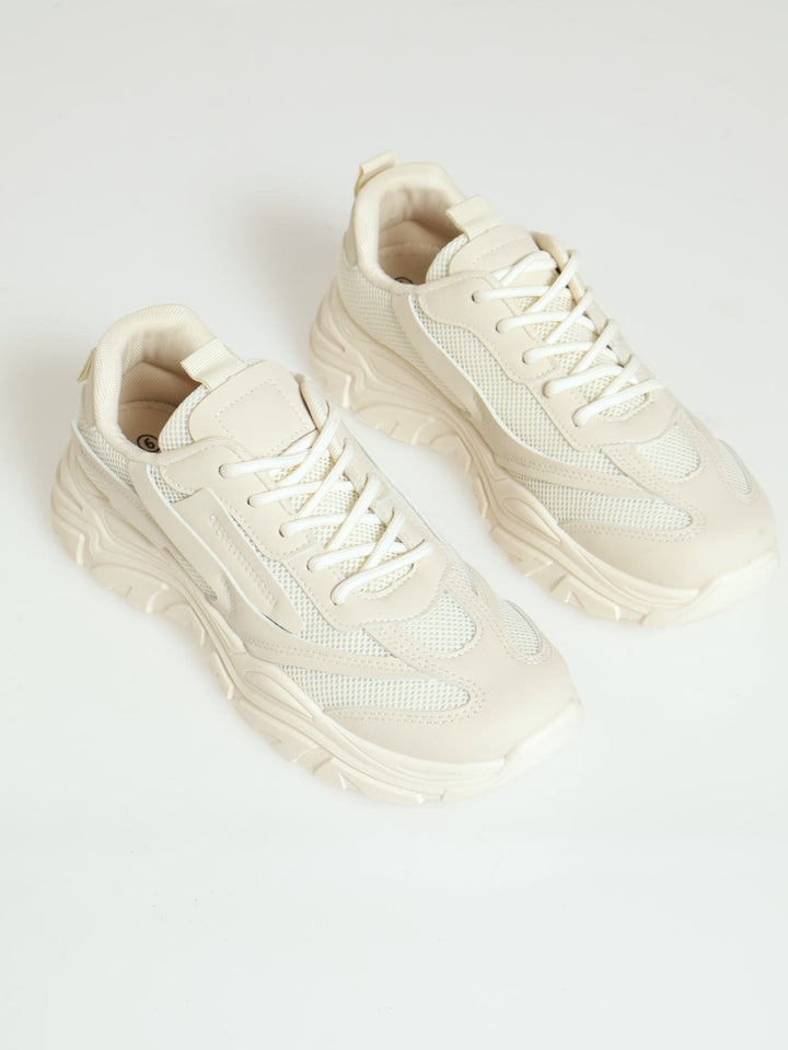 Chunky Mono Lace Up Sneaker - Sand